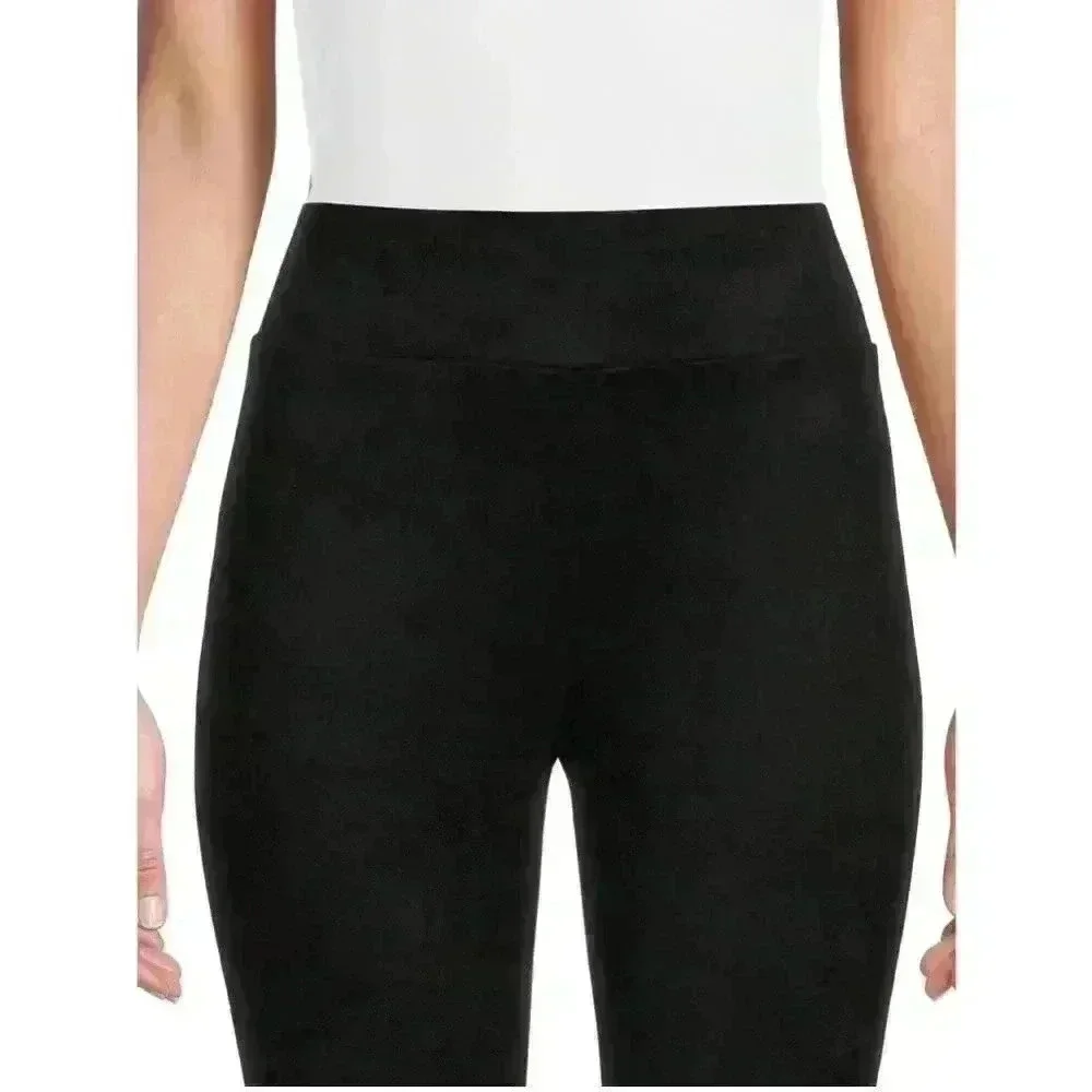 Black Faux Suede Leggings Small - Picture 3 of 4